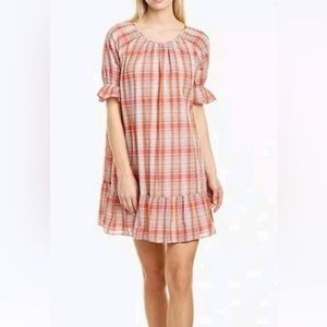 Madewell Hero Plaid Popover Dress With Ruffle Sleeve Womens Size S